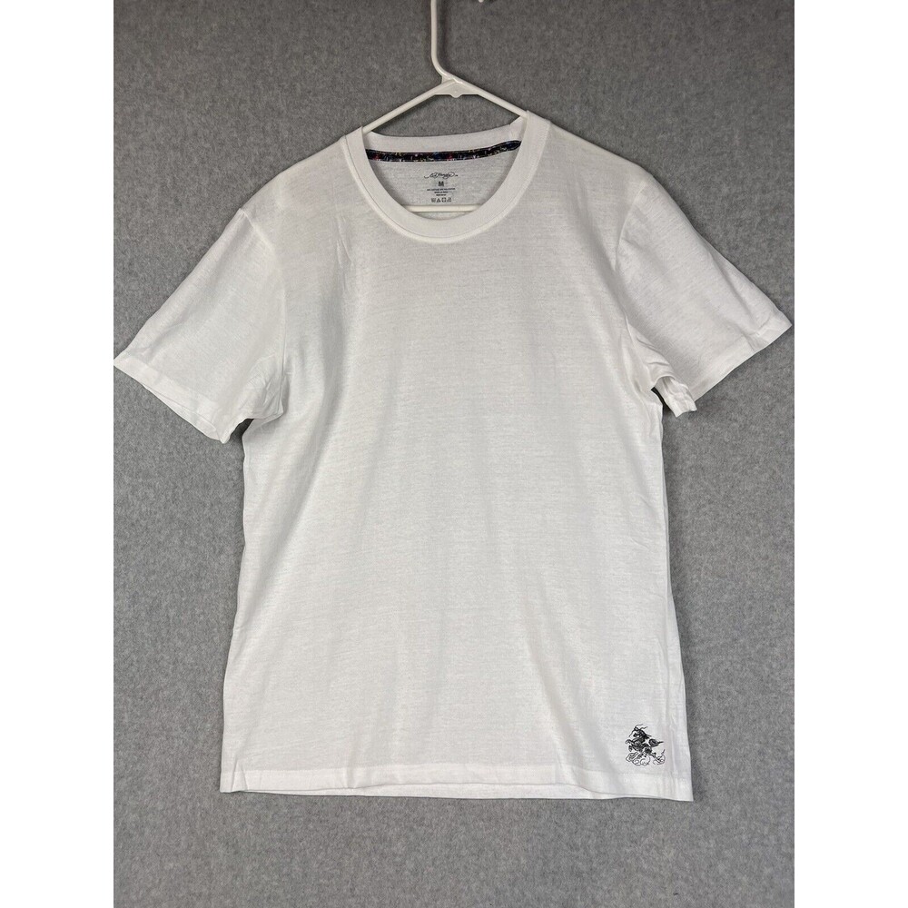 Ed Hardly Men's Medium Tee T Shirt Undershirts Crew Neck White Small Logo